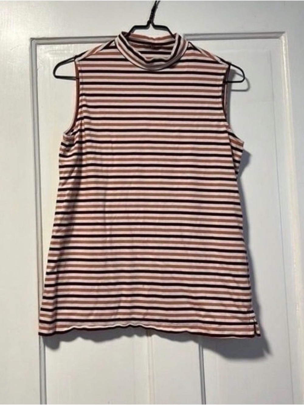 Lands' End Sleeveless Striped Mock Neck Tank women’s XS fall colors